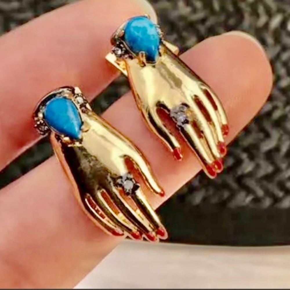 Alexis Bittar Small New Vintage Vanitas Victorian Hand Earrings - Picture 10 of 16